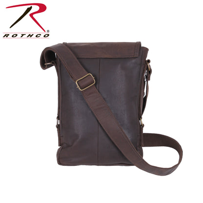 Rothco Brown Leather Military Tech Bag with Padded Interior and Antique Brass Hardware