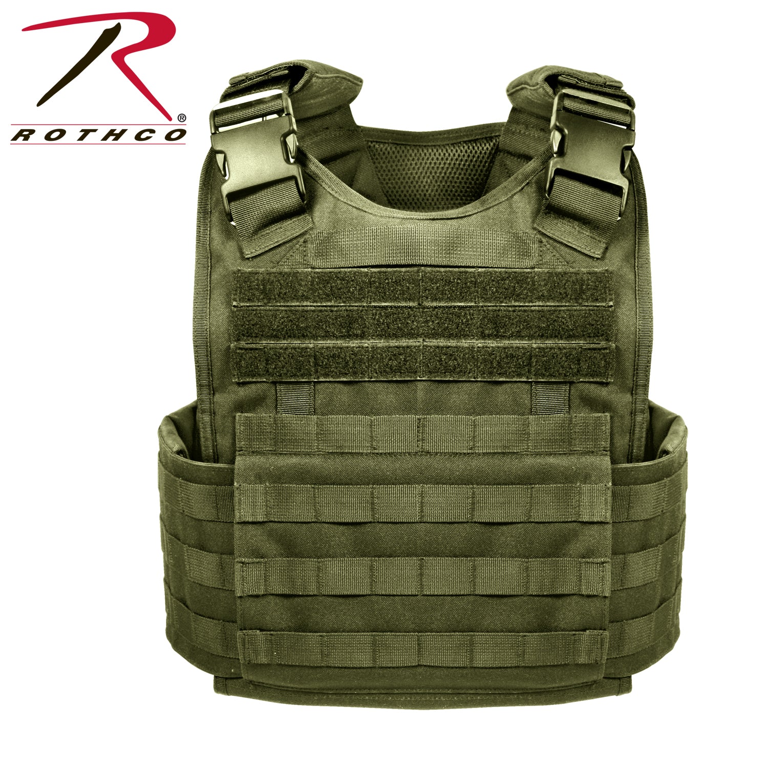 Rothco MOLLE Plate Carrier Vest Olive Drab Size Regular – Tactical Body Armor Vest with MOLLE Compatibility