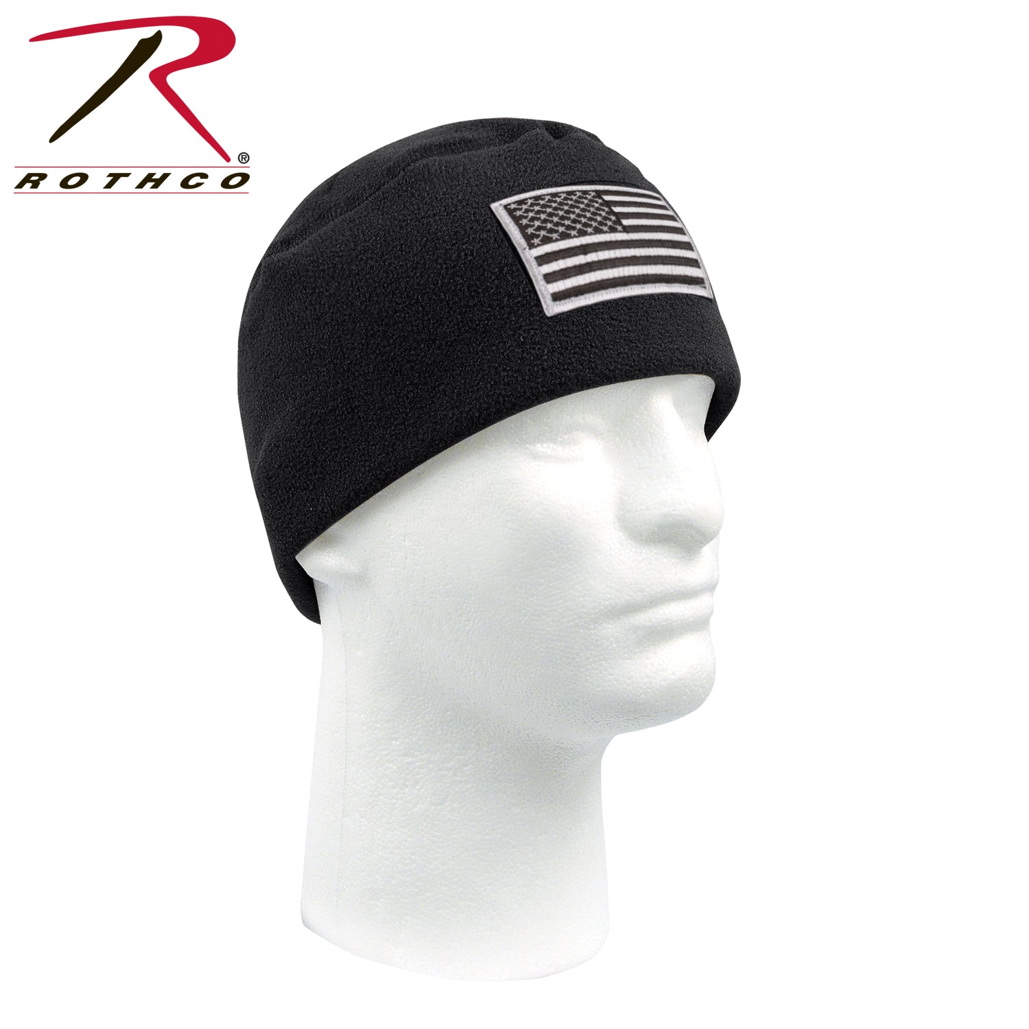 Rothco Tactical Watch Cap in Black – Warm Polar Fleece Beanie with Patch Panel