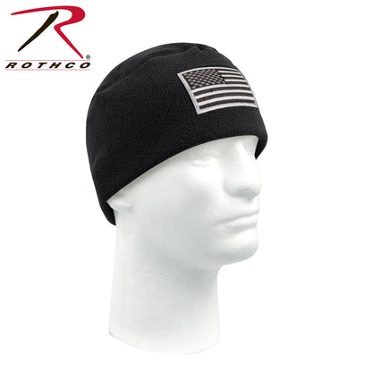 Rothco Tactical Watch Cap in Black – Warm Polar Fleece Beanie with Patch Panel