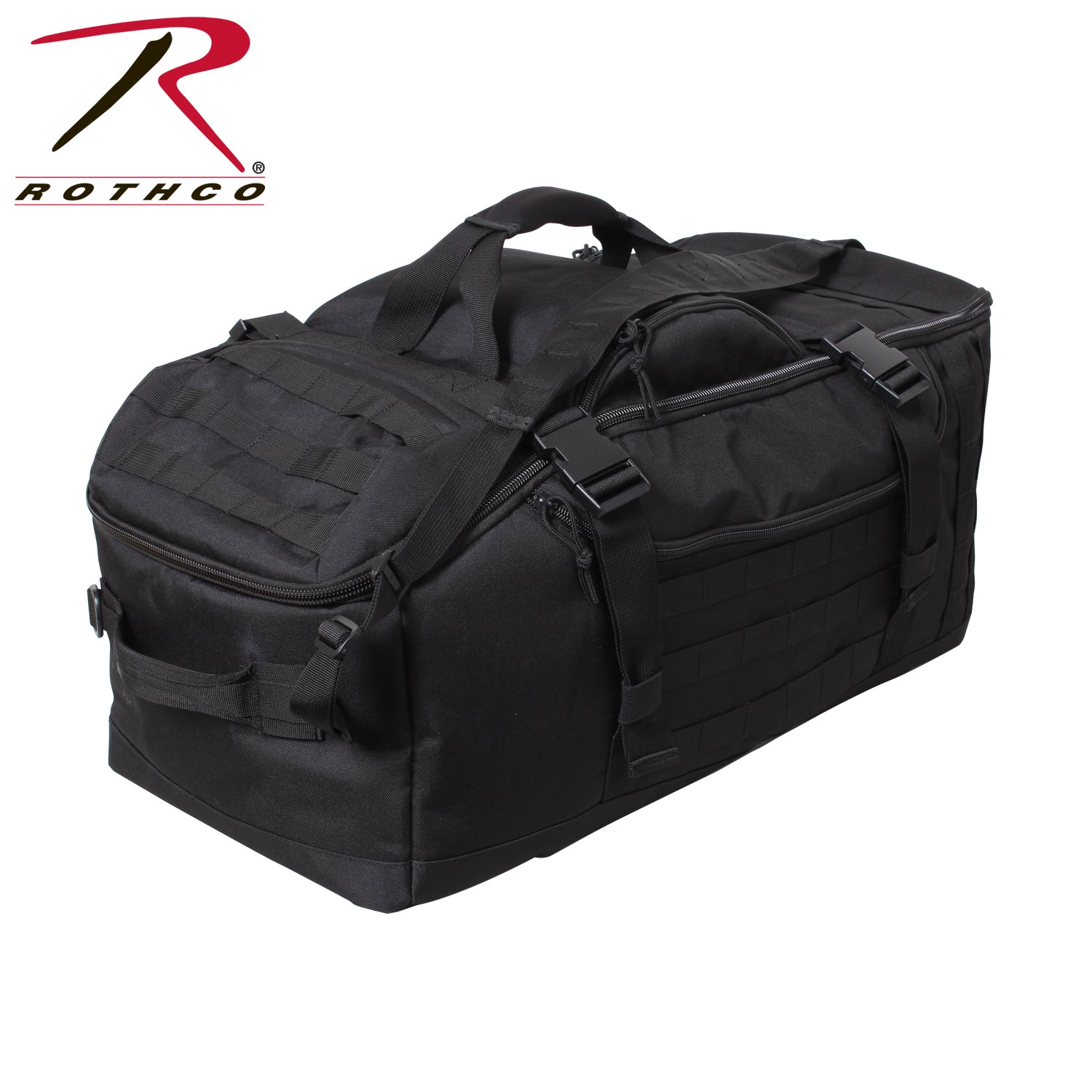 Rothco 3-In-1 Convertible Mission Duffle Bag Black – Tactical Backpack, Messenger & Duffel Bag