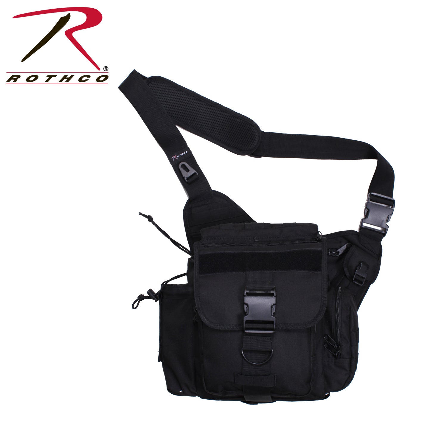 Rothco XL Advanced Tactical Shoulder Bag Black – Durable MOLLE Compatible Gear Carrier