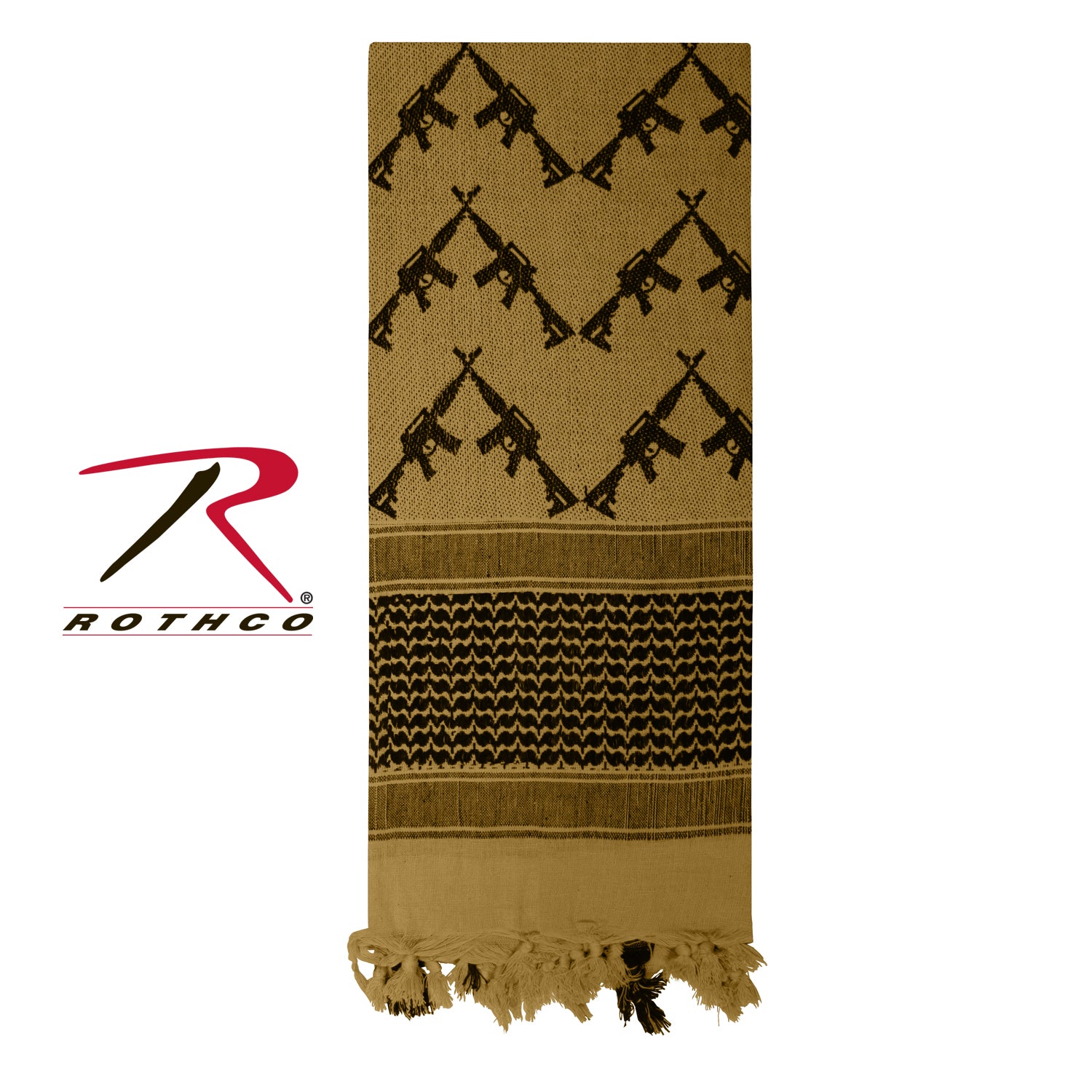Rothco Crossed Rifles Shemagh Tactical Desert Keffiyeh Scarf Coyote Brown