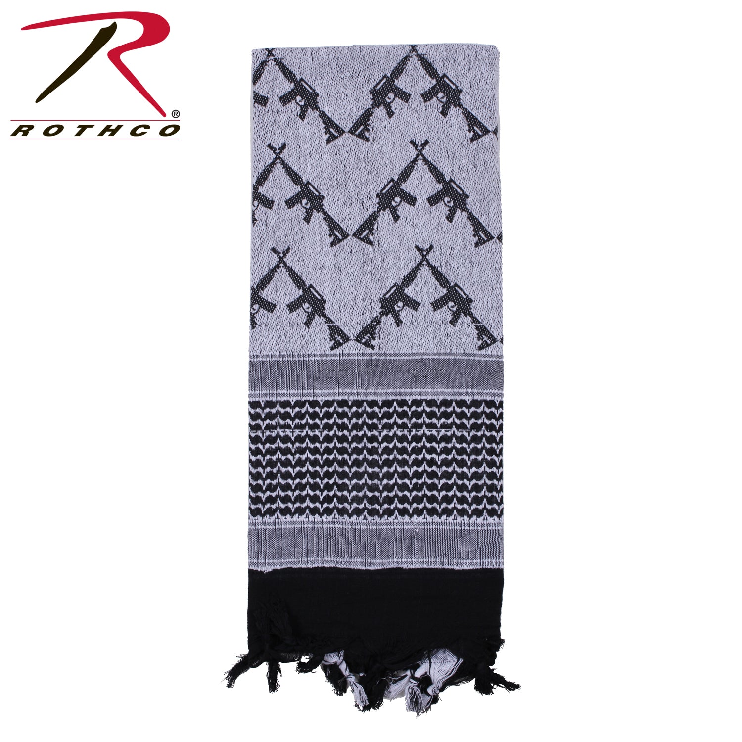 Rothco Crossed Rifles Shemagh Tactical Desert Keffiyeh Scarf Black / White
