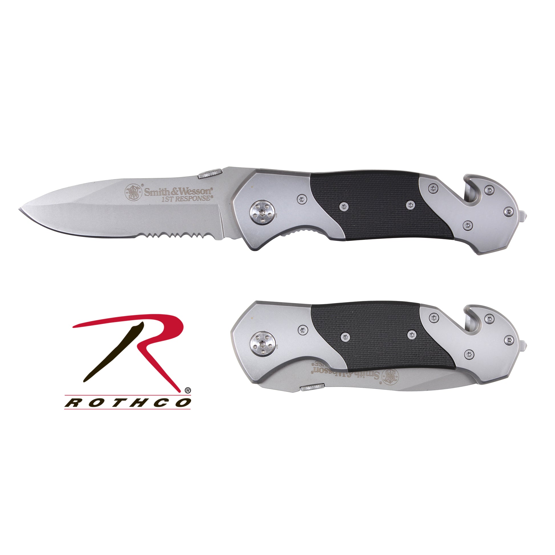 Smith & Wesson First Response Folding Knife Part 3349 – Emergency Tactical EDC Knife with Seat Belt Cutter and Glass Breaker