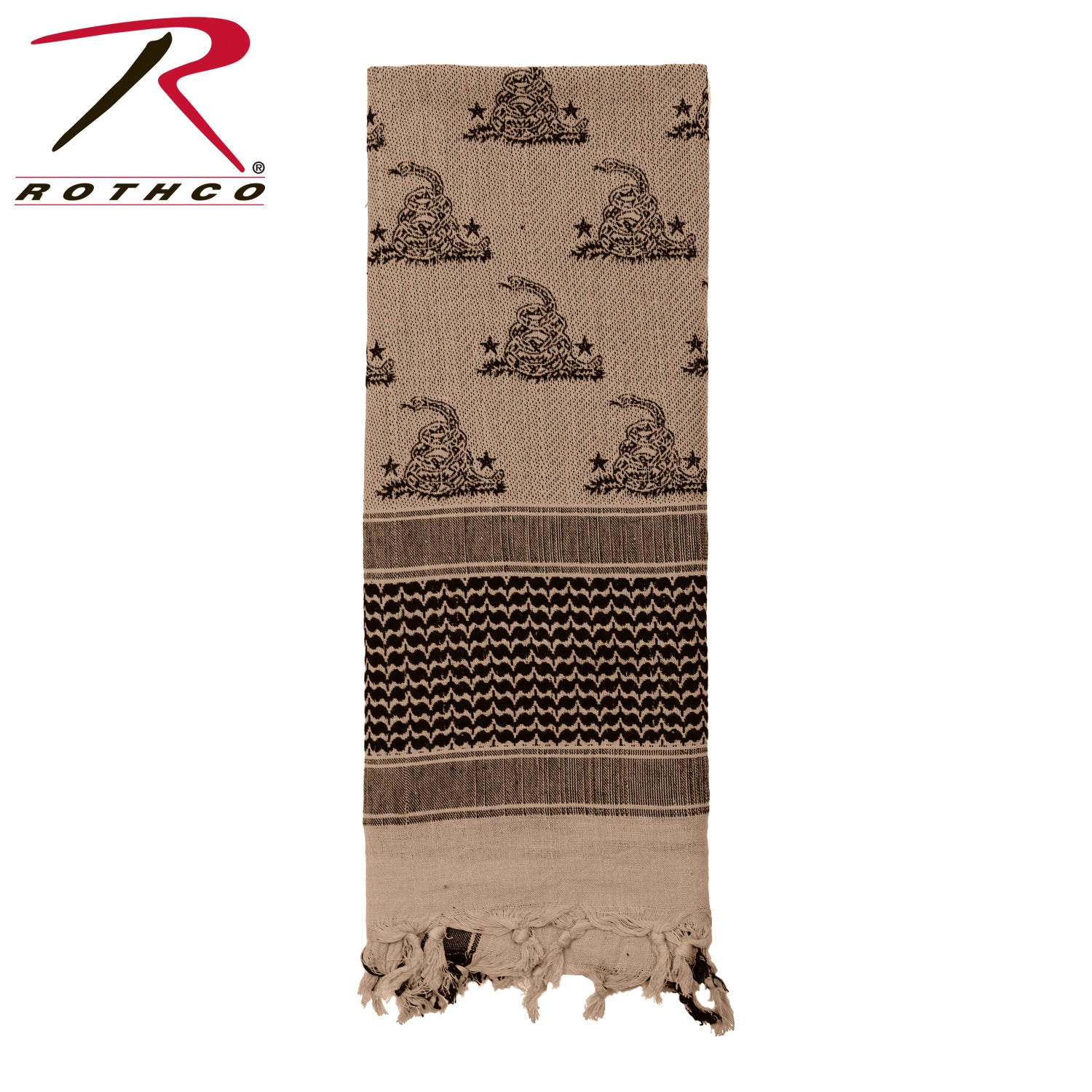 Rothco Gadsden Snake Shemagh Tactical Desert Scarf Tan - Versatile 42-inch Multi-Function Head and Neck Wrap
