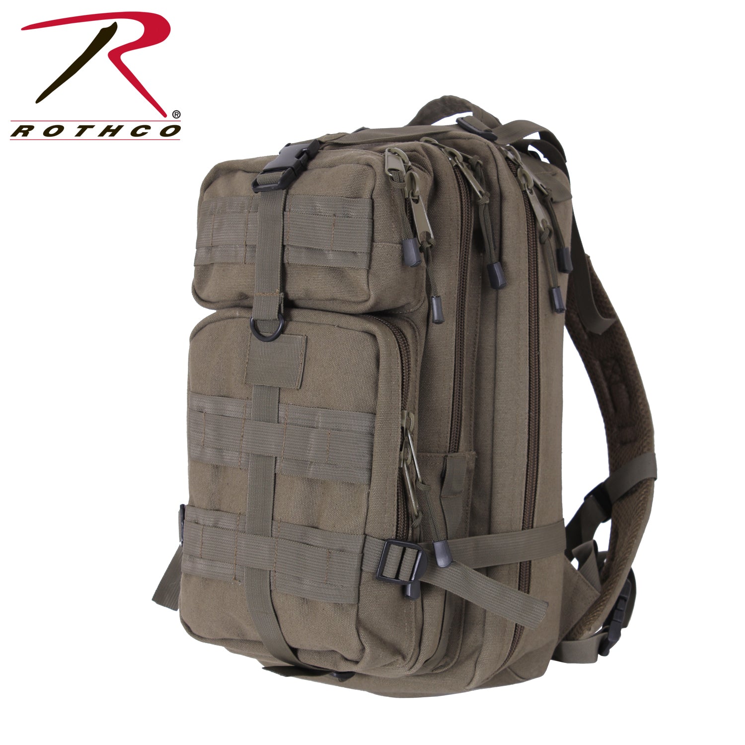 Rothco Tacticanvas Go Pack Olive Drab - 25L Tactical Canvas Backpack with Multiple Storage Compartments
