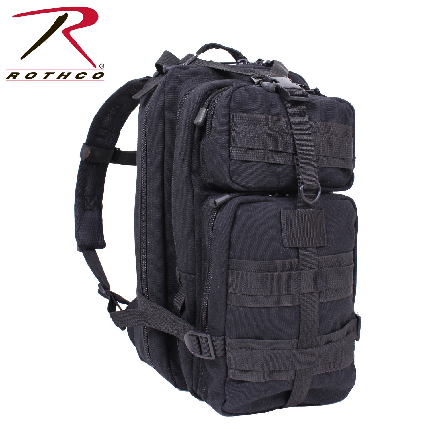 Rothco Tacticanvas Go Pack Black – 25L Tactical Backpack with Multiple Storage Compartments