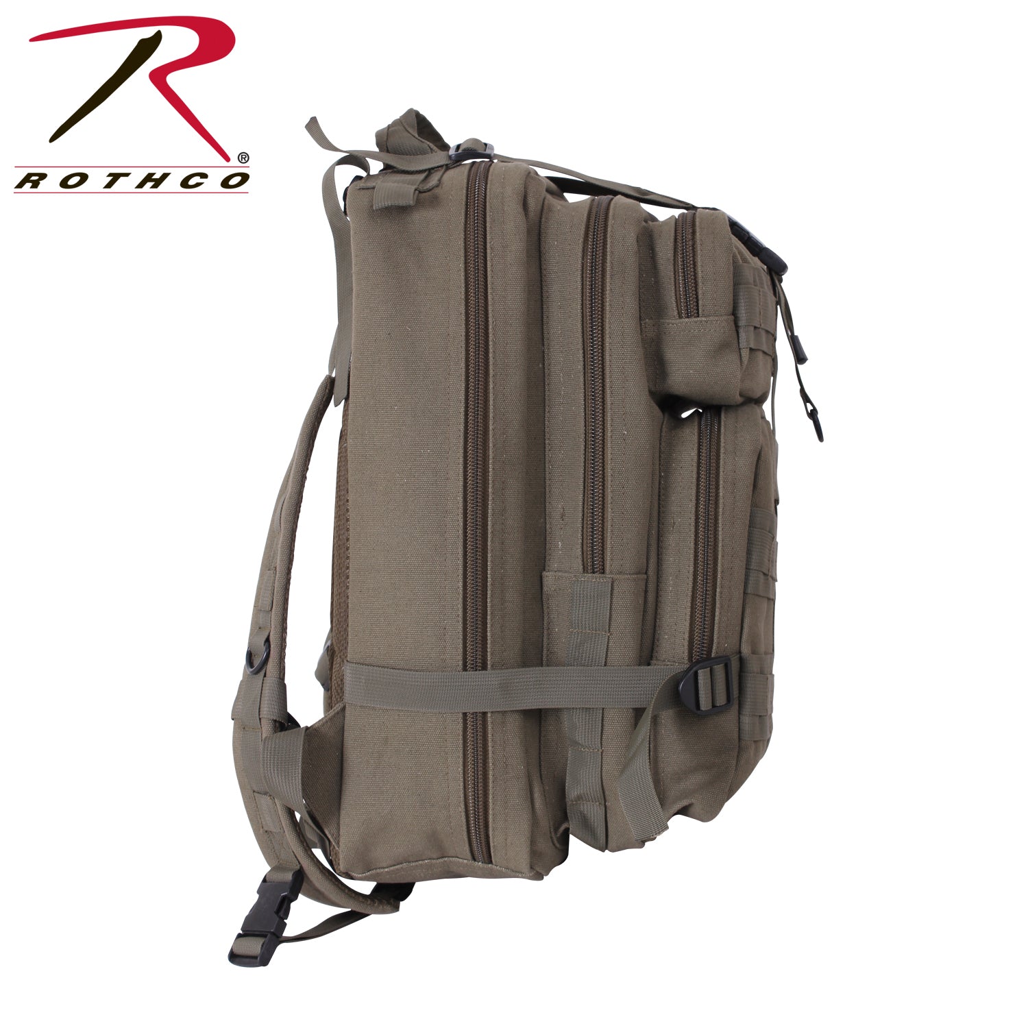 Rothco Tacticanvas Go Pack Olive Drab - 25L Tactical Canvas Backpack with Multiple Storage Compartments