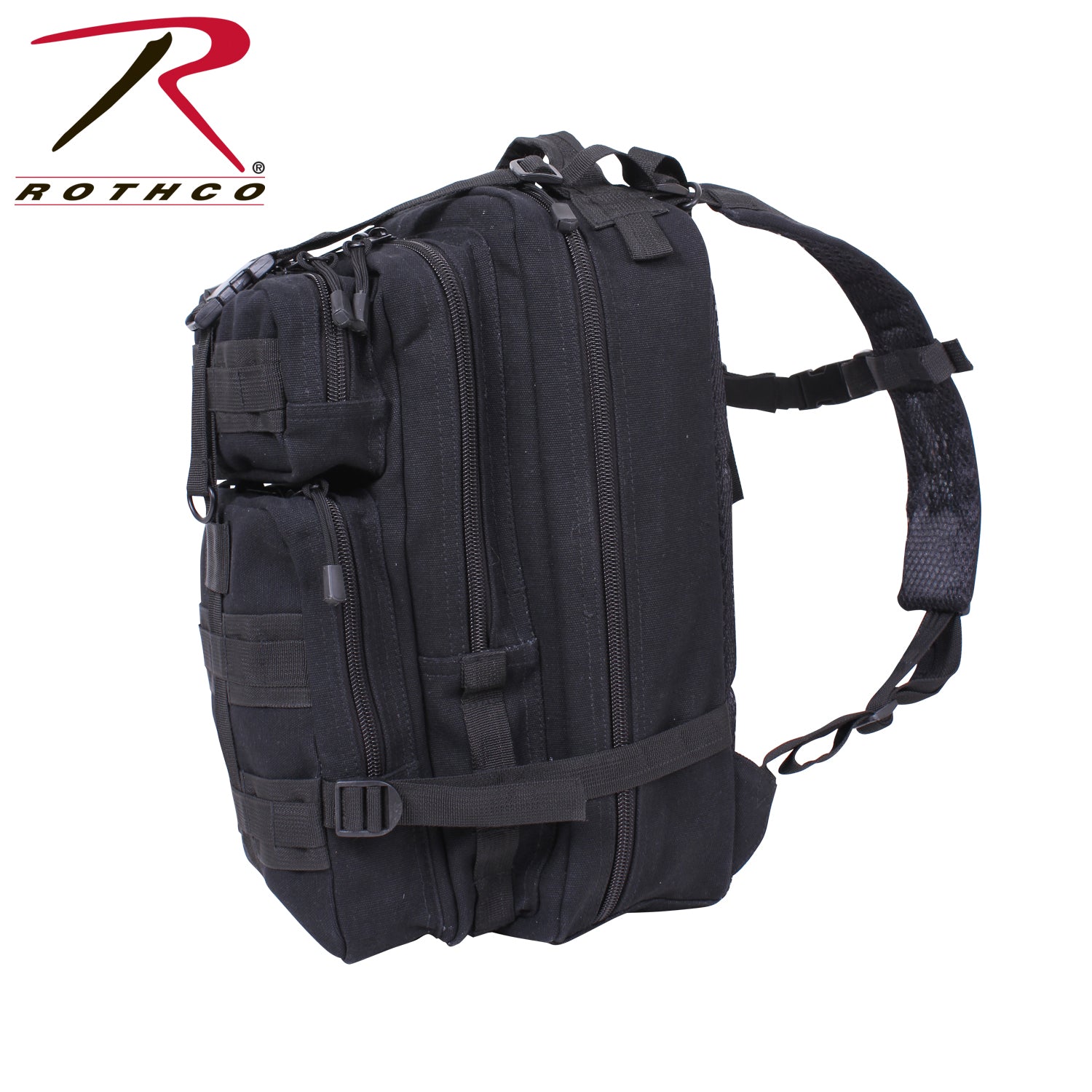 Rothco Tacticanvas Go Pack Black – 25L Tactical Backpack with Multiple Storage Compartments