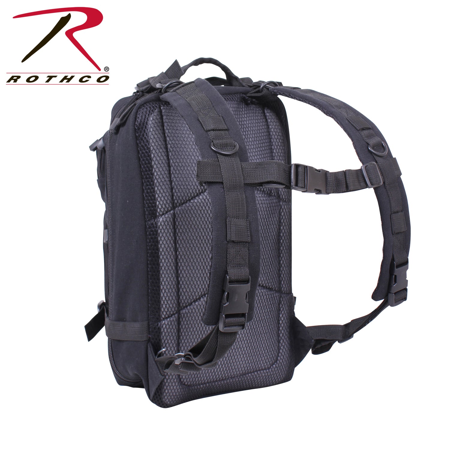 Rothco Tacticanvas Go Pack Black – 25L Tactical Backpack with Multiple Storage Compartments