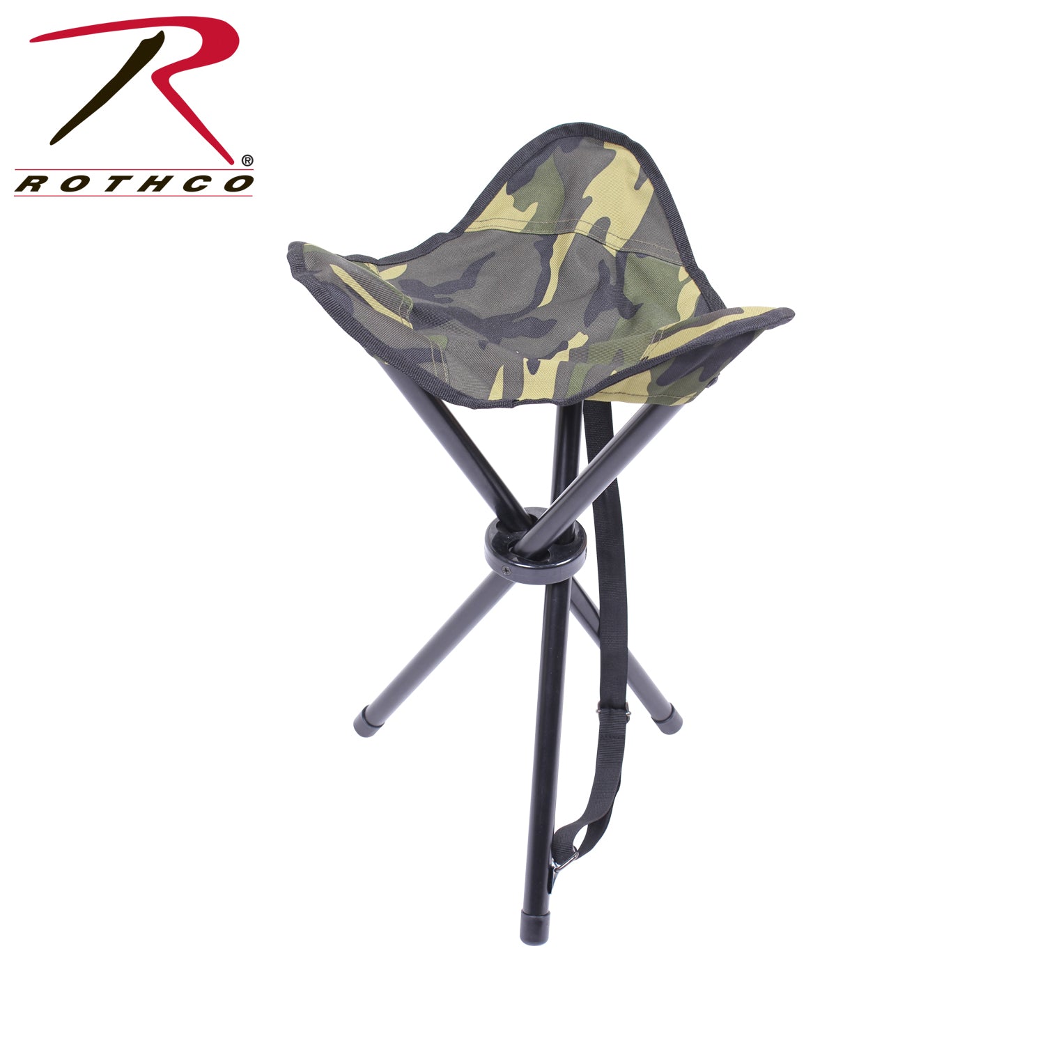 Rothco Collapsible Stool with Carry Strap - Woodland Camo, Part Number 4554