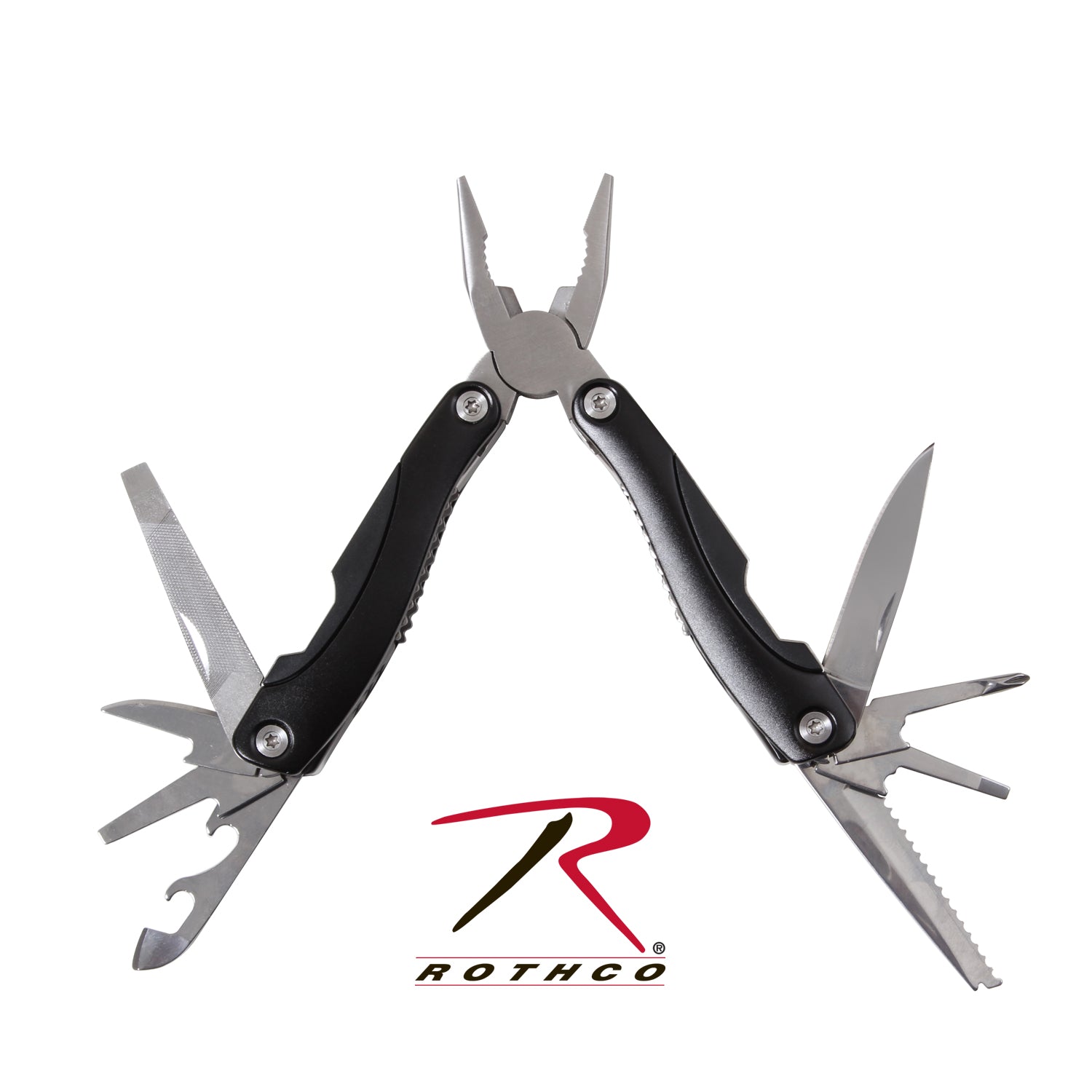 Rothco Multi-Tool Part Number 5255 - Compact 10-in-1 Multi-Tool with Pliers, Saw, Screwdrivers, and Bottle Opener