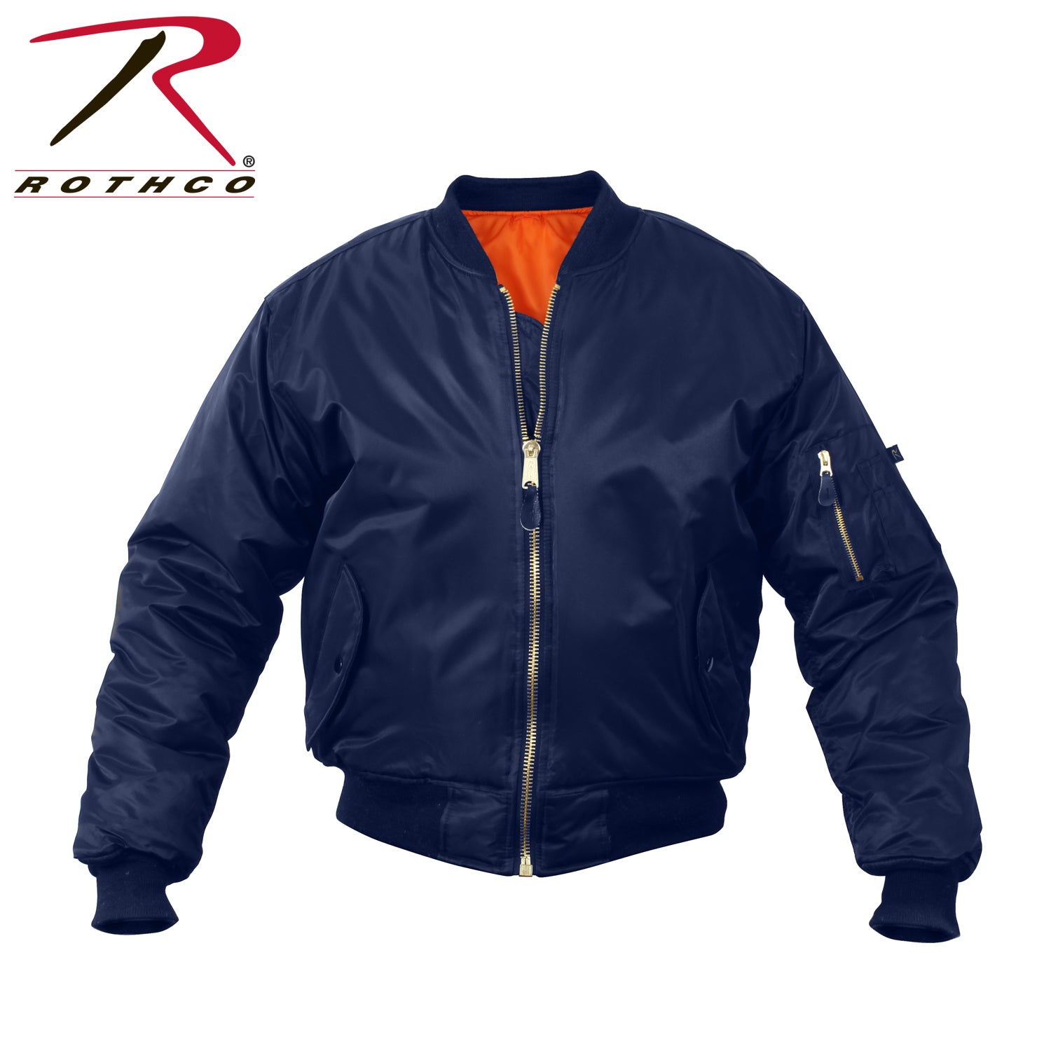 Rothco Kids MA-1 Flight Jacket Navy Blue Size Large – Durable Nylon Bomber with Reversible Orange Lining