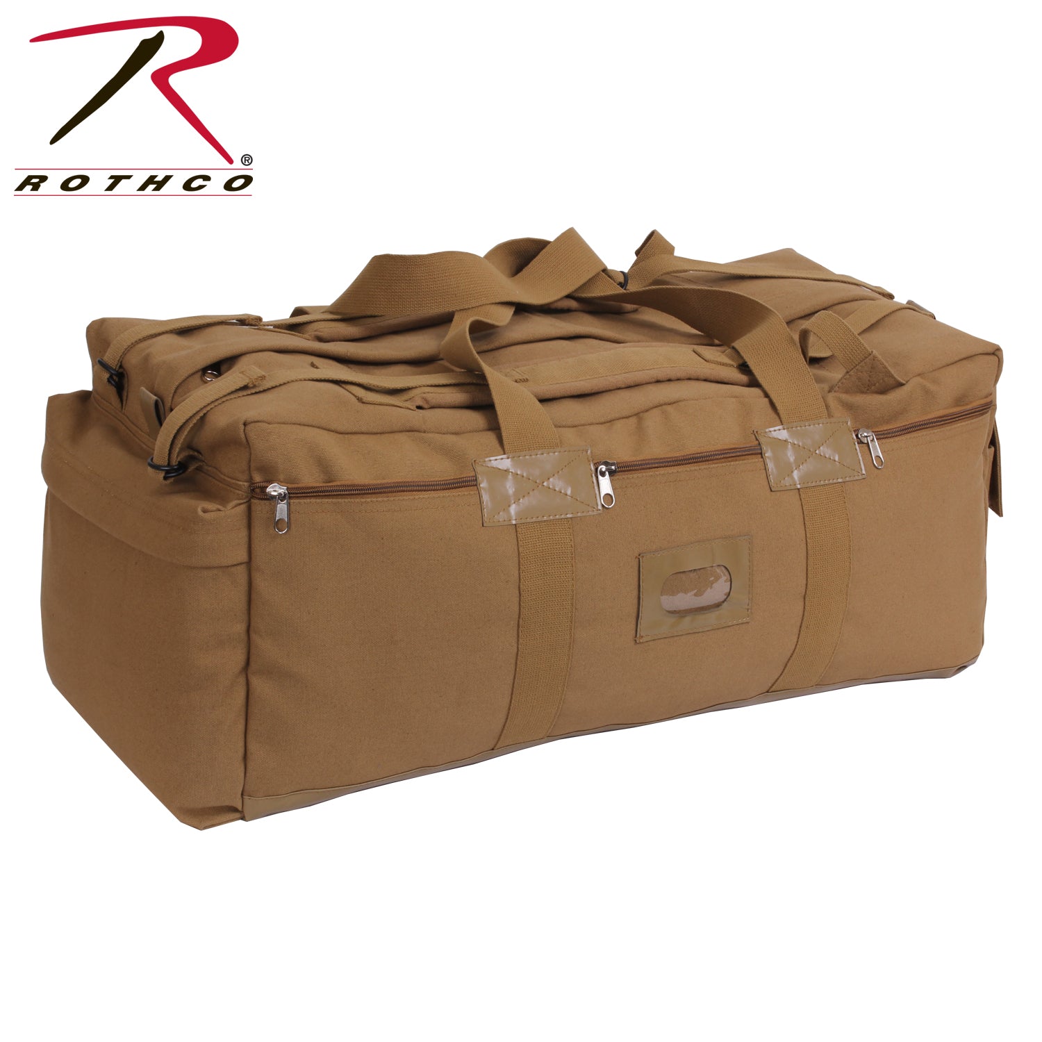 Rothco Tactical Duffle Bag Coyote Brown - Heavyweight Canvas with Waterproof Base and Adjustable Backpack Straps