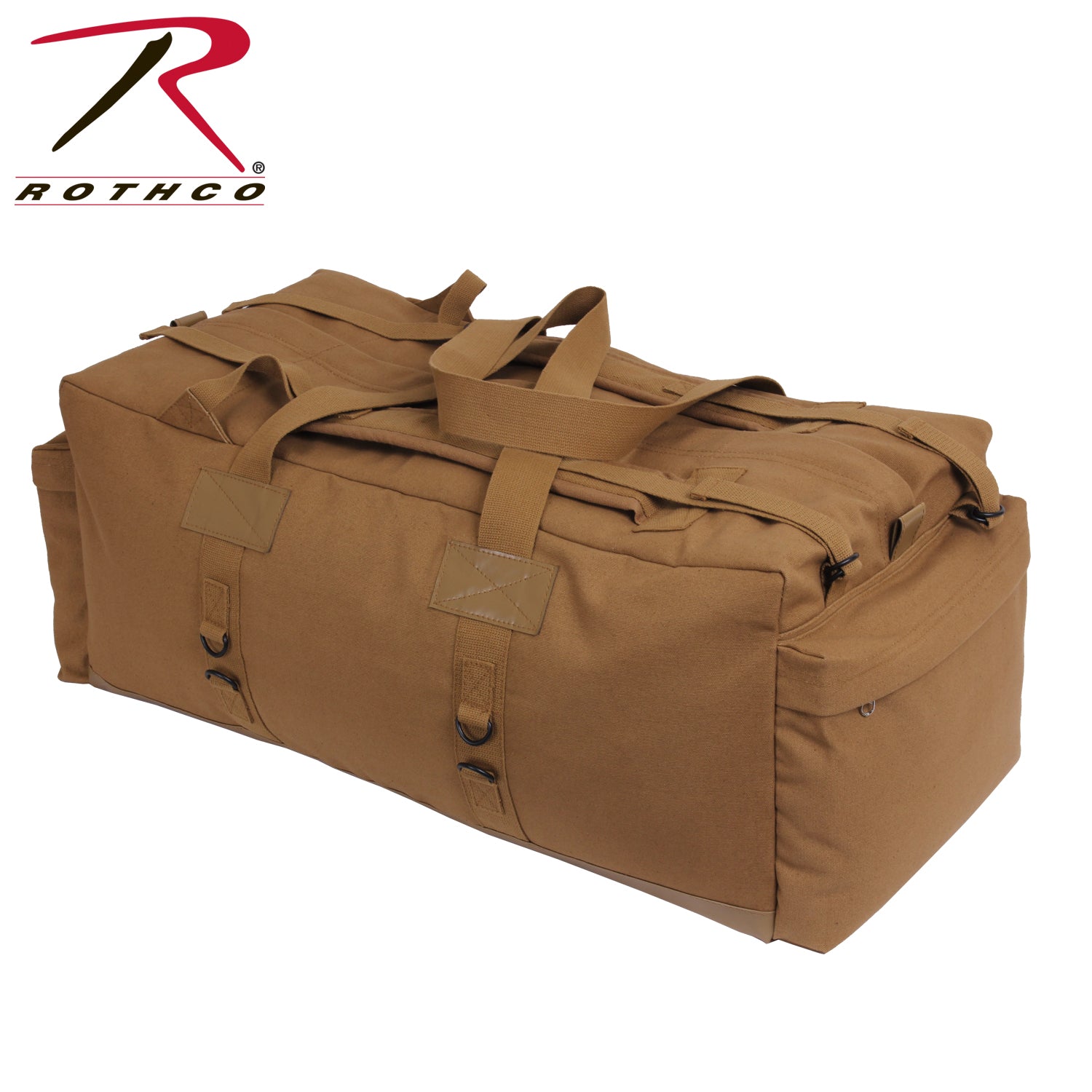Rothco Tactical Duffle Bag Coyote Brown - Heavyweight Canvas with Waterproof Base and Adjustable Backpack Straps