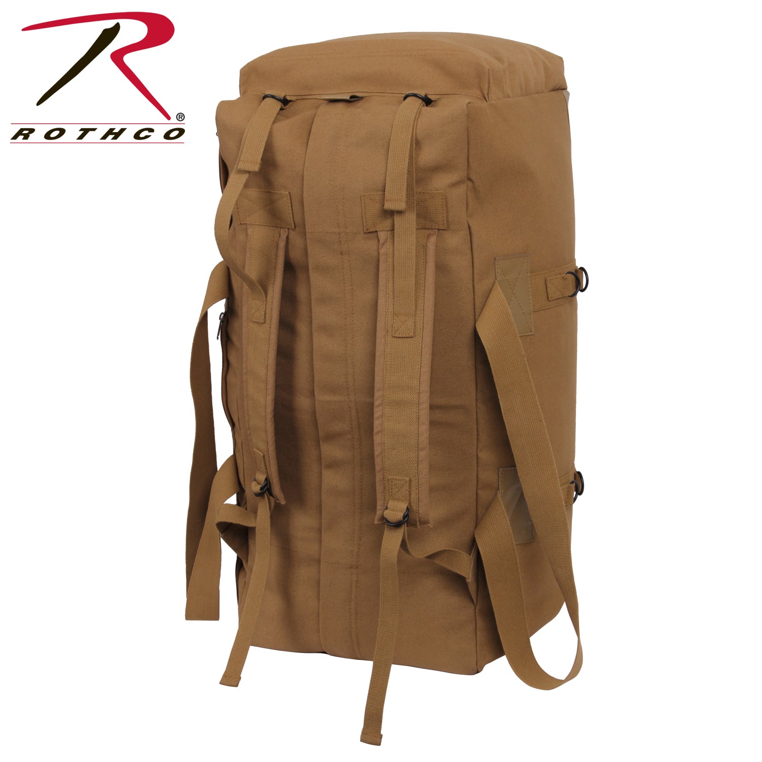 Rothco Tactical Duffle Bag Coyote Brown - Heavyweight Canvas with Waterproof Base and Adjustable Backpack Straps