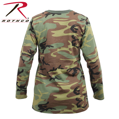 Rothco Women's Long Sleeve Camo T-Shirt Size XL with Classic Woodland Pattern