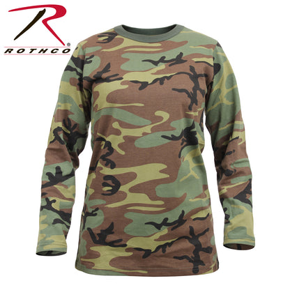 Rothco Women's Long Sleeve Camo T-Shirt Size S - Classic Woodland Pattern