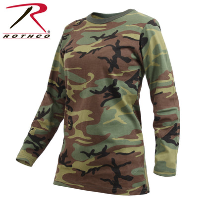 Rothco Women's Long Sleeve Camo T-Shirt Size Large with Classic Woodland Pattern