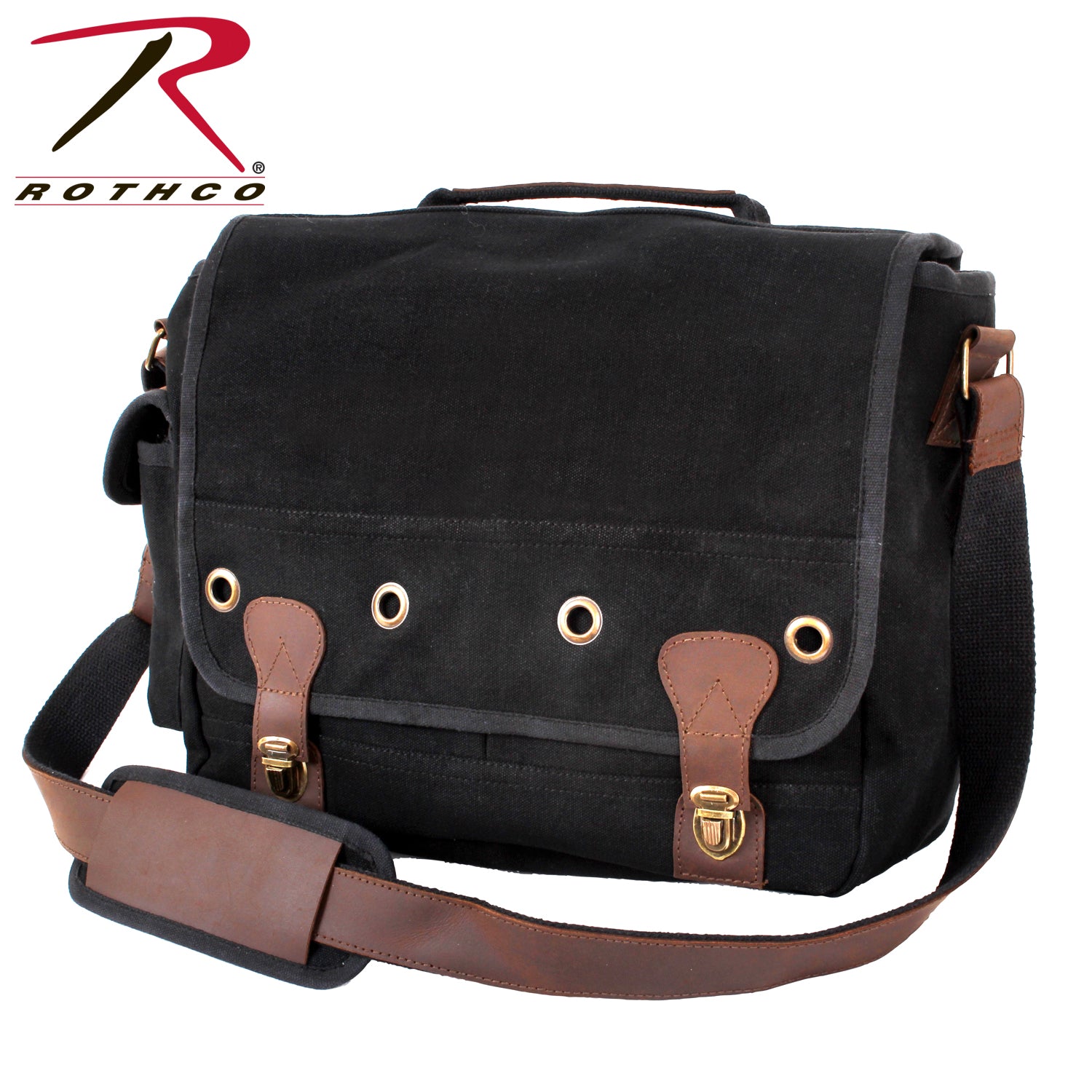 Rothco Canvas Trailblazer Laptop Bag in Black - Durable & Stylish Messenger Bag with Pockets