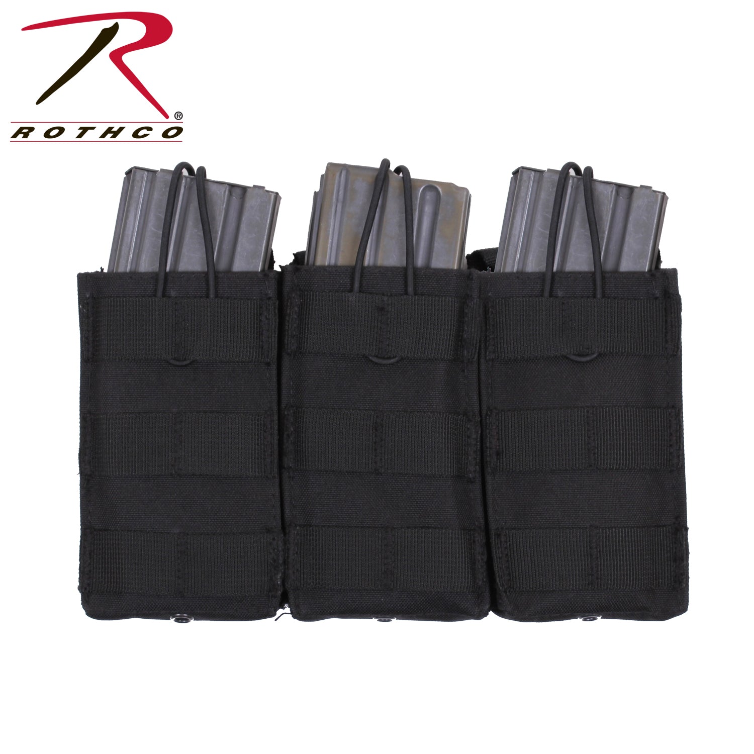 Rothco MOLLE Triple Mag Pouch Black - Tactical Rifle Magazine Carrier