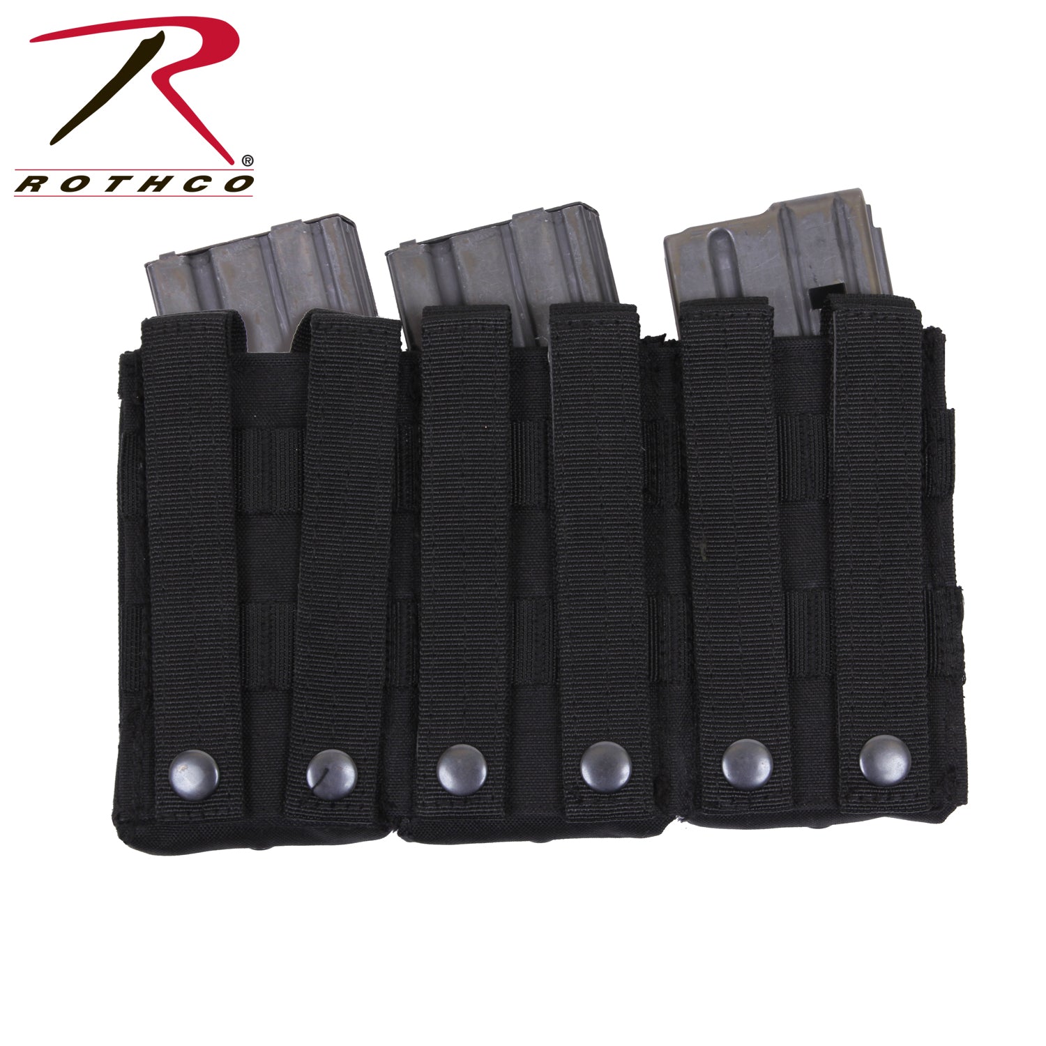 Rothco MOLLE Triple Mag Pouch Black - Tactical Rifle Magazine Carrier