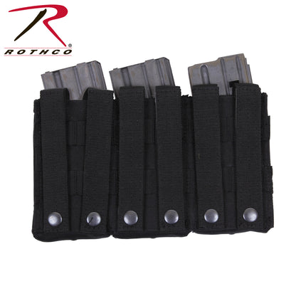 Rothco MOLLE Triple Mag Pouch Black - Tactical Rifle Magazine Carrier