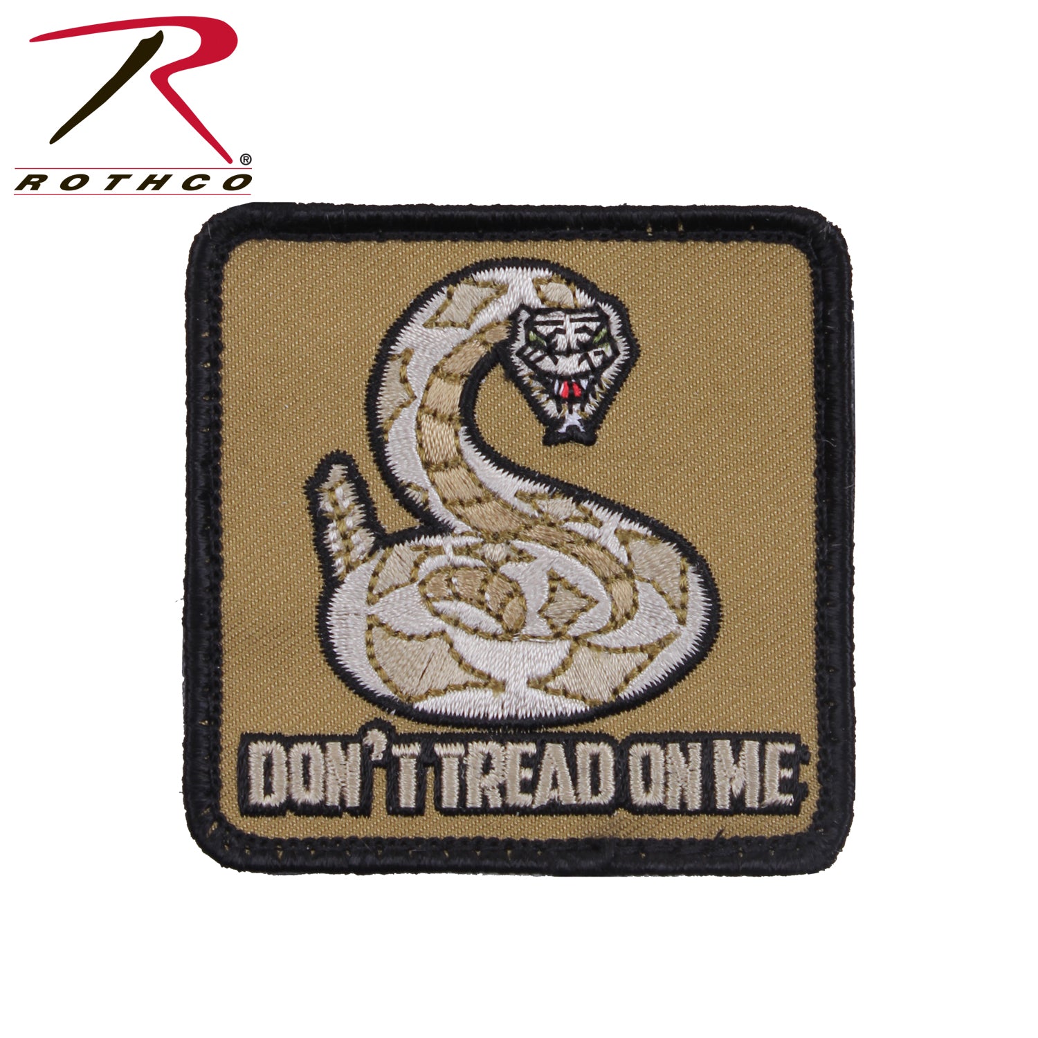 Rothco Don't Tread On Me Morale Patch Tan - Tactical Hook Back Flag Emblem
