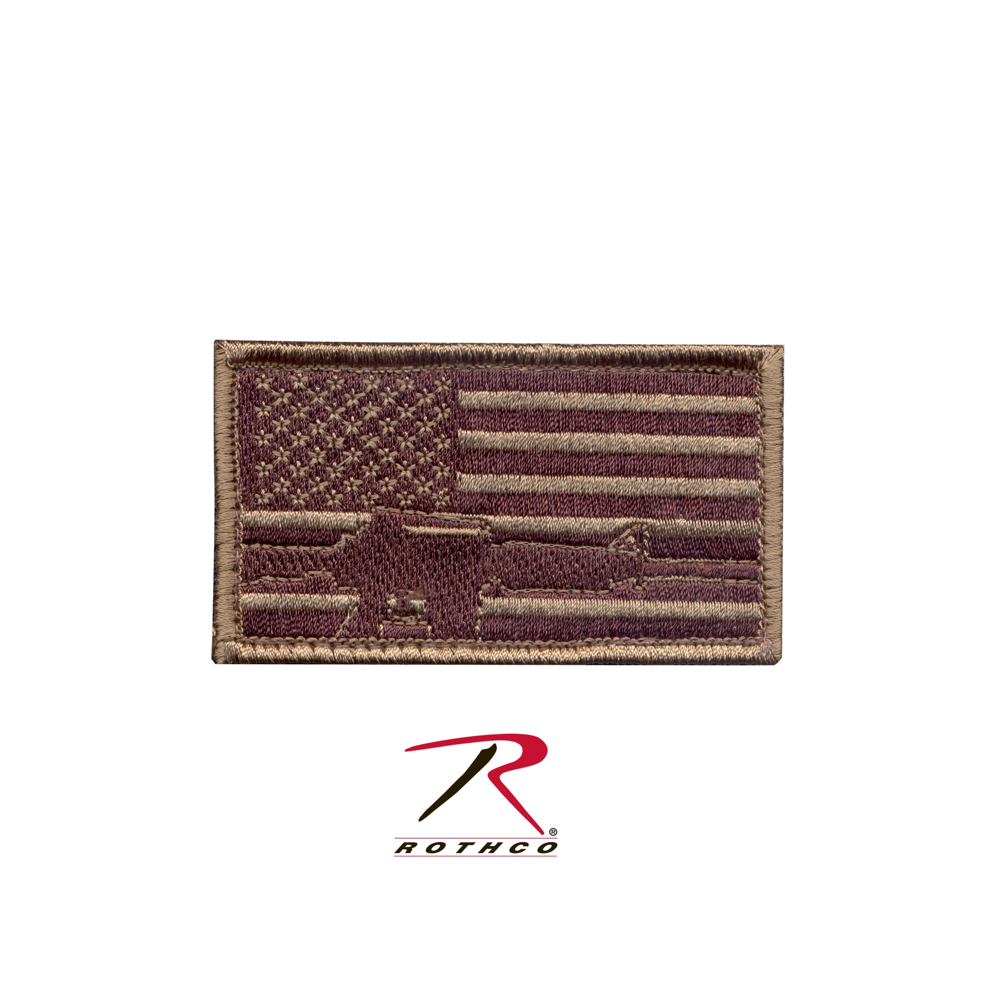 Rothco Subdued Flag & Rifle Morale Patch with Hook Backing