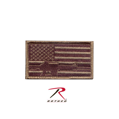 Rothco Subdued Flag & Rifle Morale Patch with Hook Backing