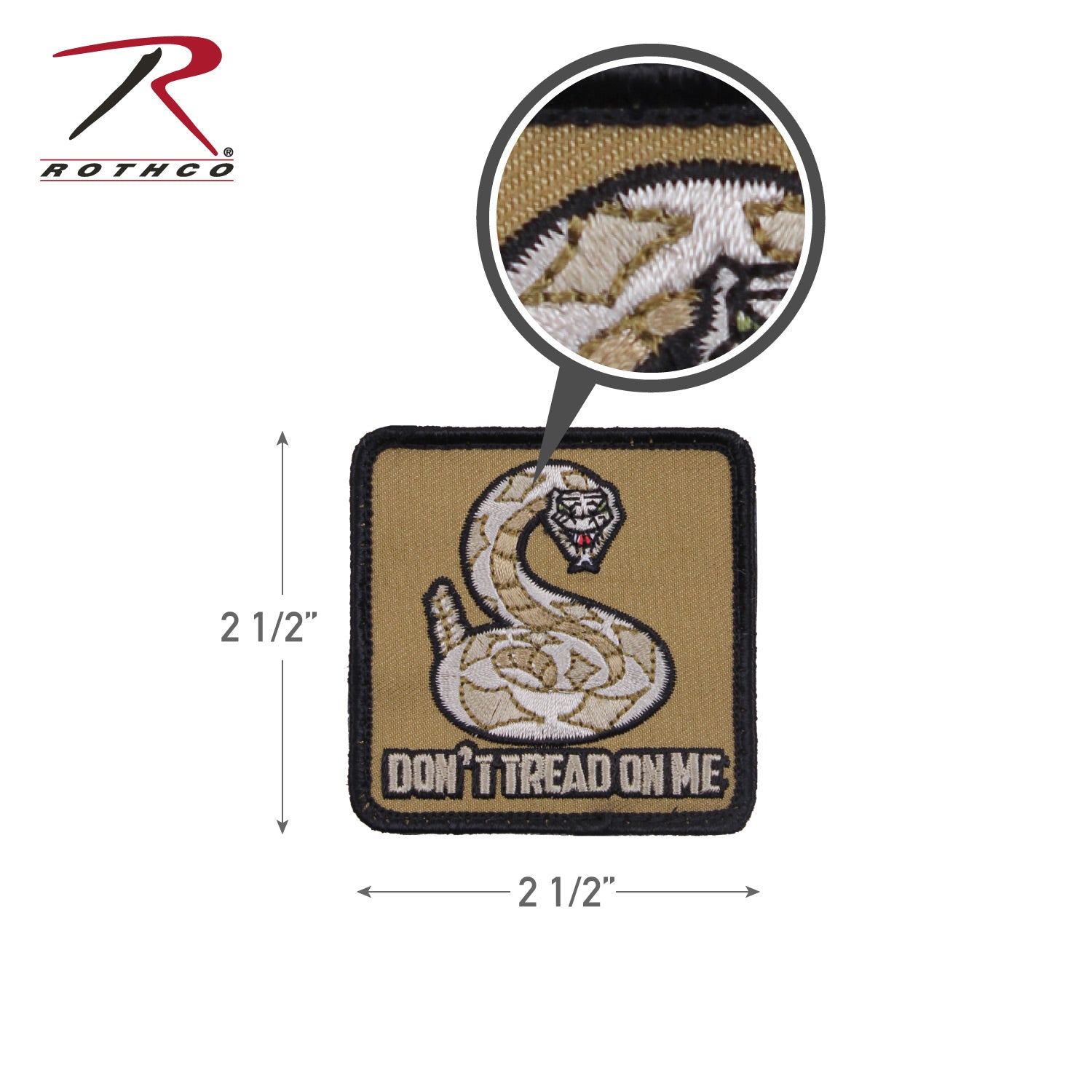 Rothco Don't Tread On Me Morale Patch Tan - Tactical Hook Back Flag Emblem