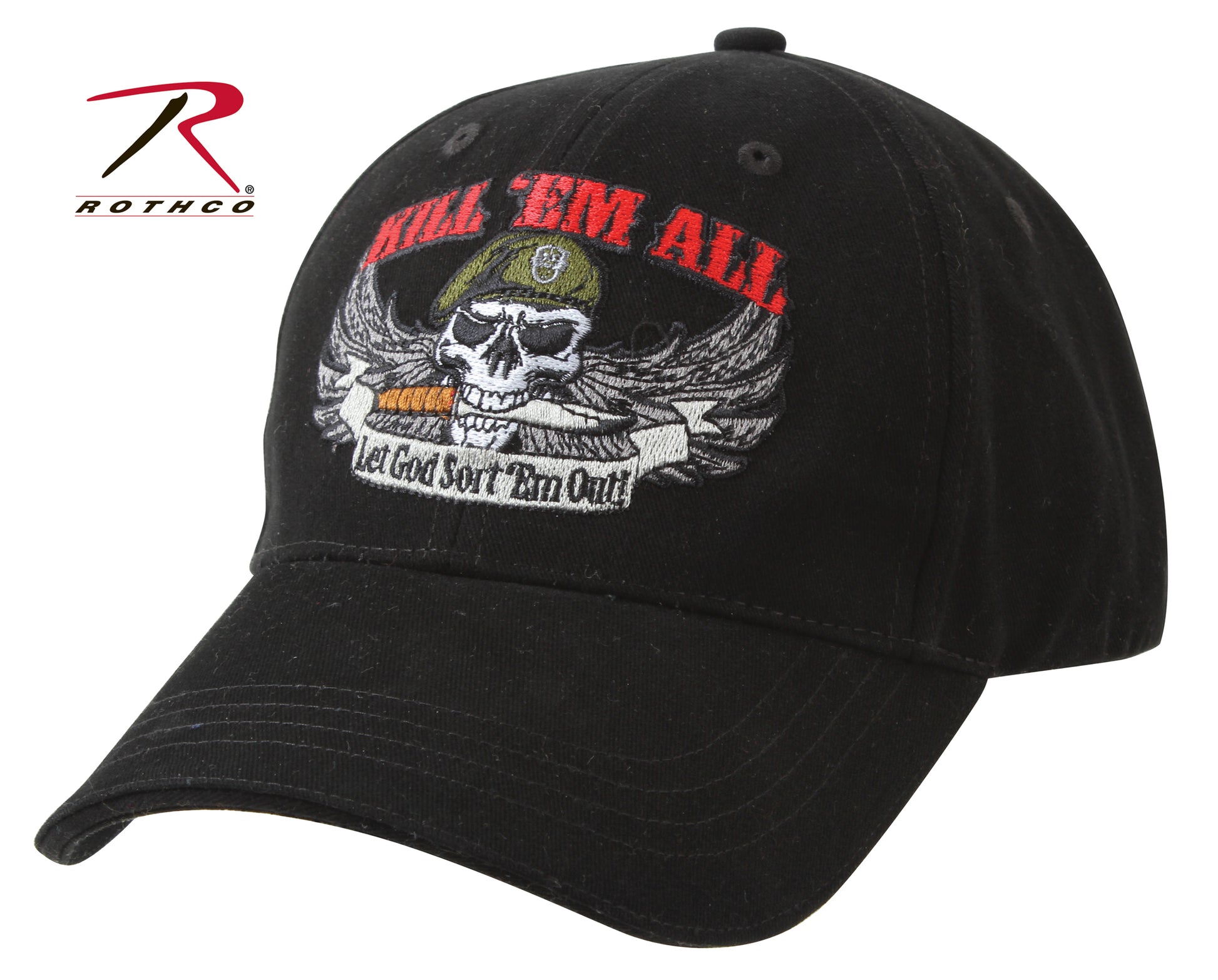 Rothco Deluxe Kill 'Em All Low Profile Cap - Durable Brushed Cotton Twill with Embroidered Insignia and Adjustable Fit