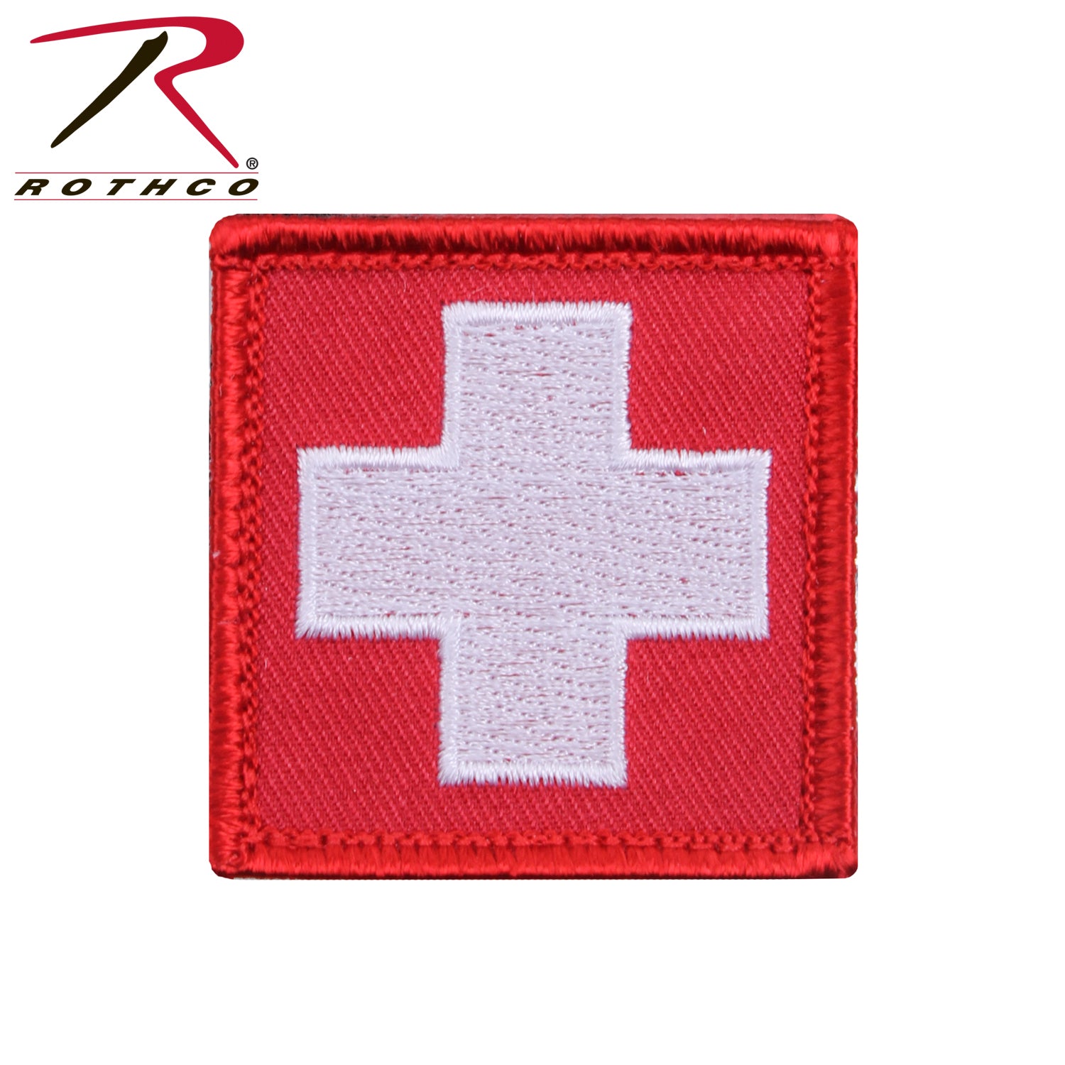 Rothco White Cross Red Morale Patch - Hook Backing, Tactical Gear Accessory