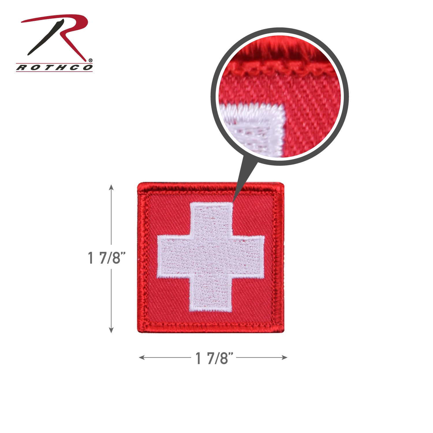Rothco White Cross Red Morale Patch - Hook Backing, Tactical Gear Accessory