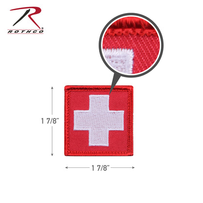 Rothco White Cross Red Morale Patch - Hook Backing, Tactical Gear Accessory