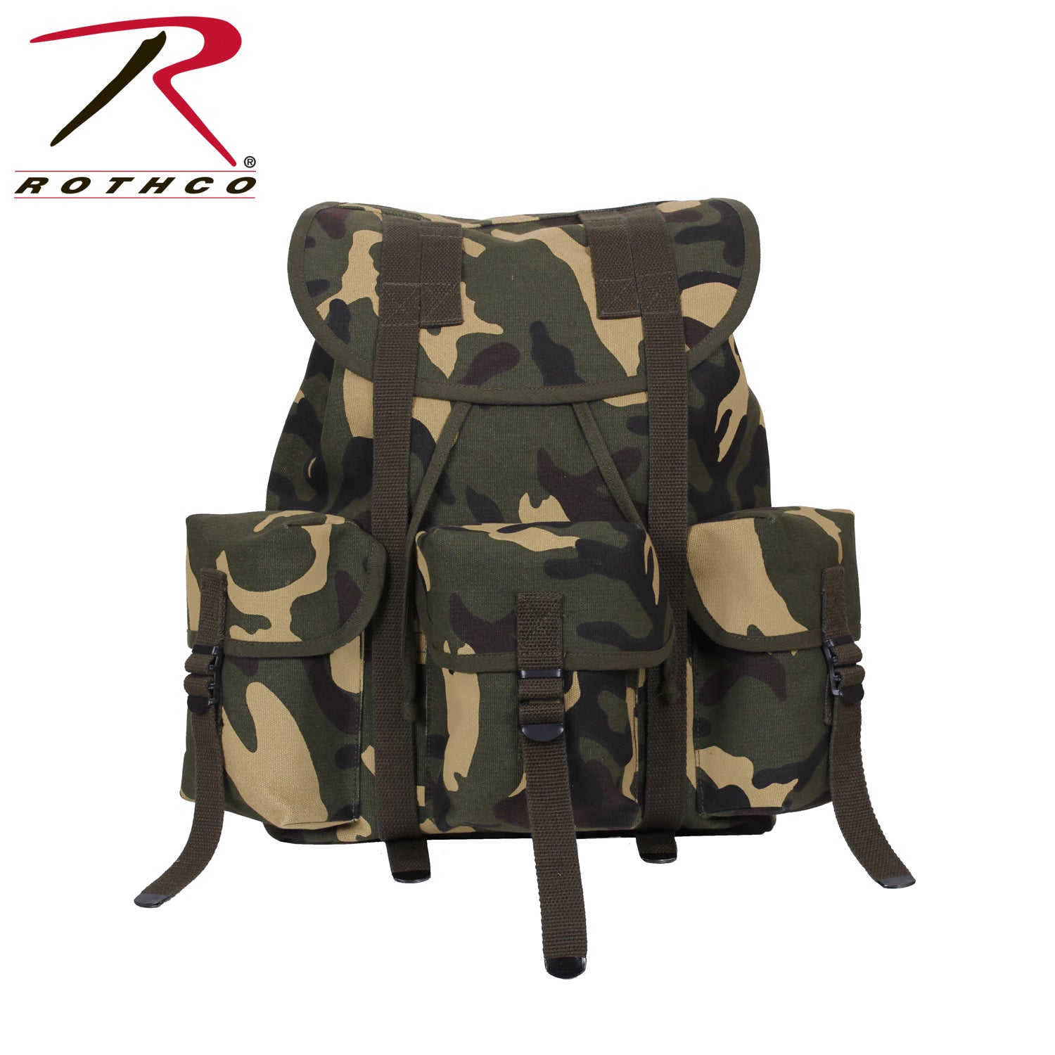 Rothco Heavyweight Mini Alice Pack Woodland Camo - Durable Canvas Backpack with 20L Capacity