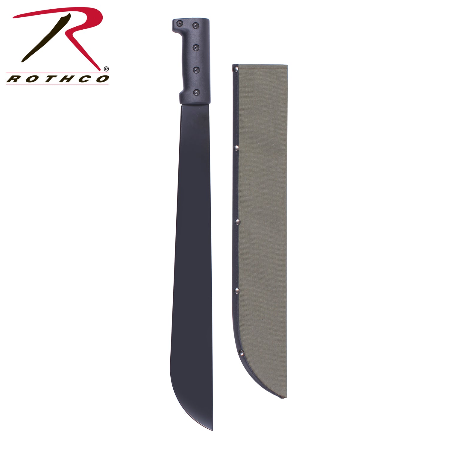 Rothco Bush Pro Steel Machete with Sheath - 18 Inch S45C Carbon Steel Blade