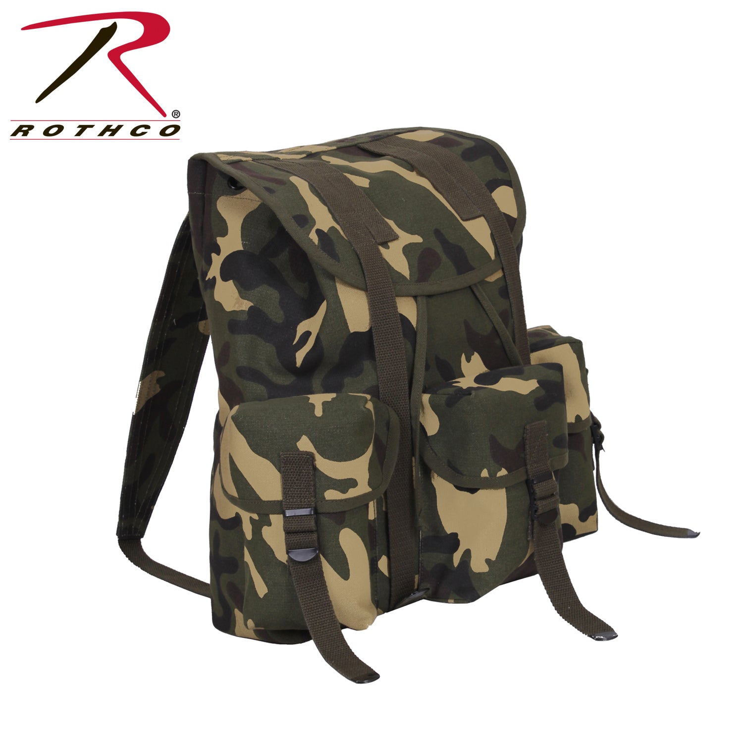 Rothco Heavyweight Mini Alice Pack Woodland Camo - Durable Canvas Backpack with 20L Capacity