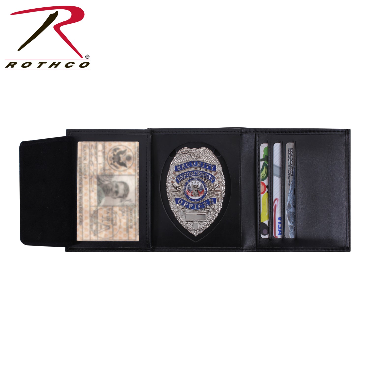 Rothco Leather ID & Badge Wallet with Badge Tab and Multiple Card Slots