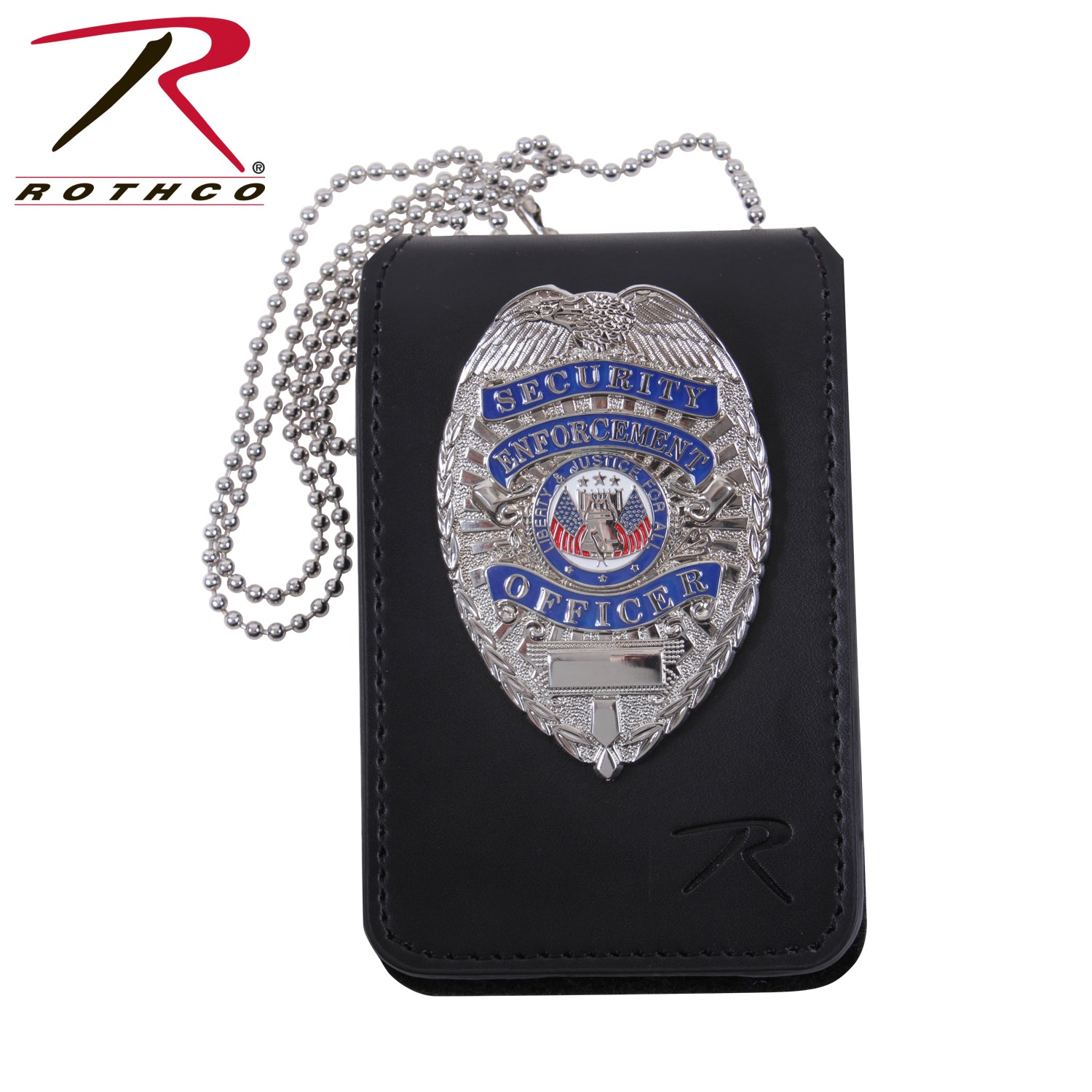 Rothco Universal Leather Badge & ID Holder - Durable PU Leather with 33-Inch Chain