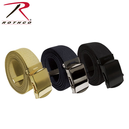 Rothco Web Belts 3-Pack - 54 Inch Adjustable Cotton Canvas Belts in Khaki, Navy Blue, and Black