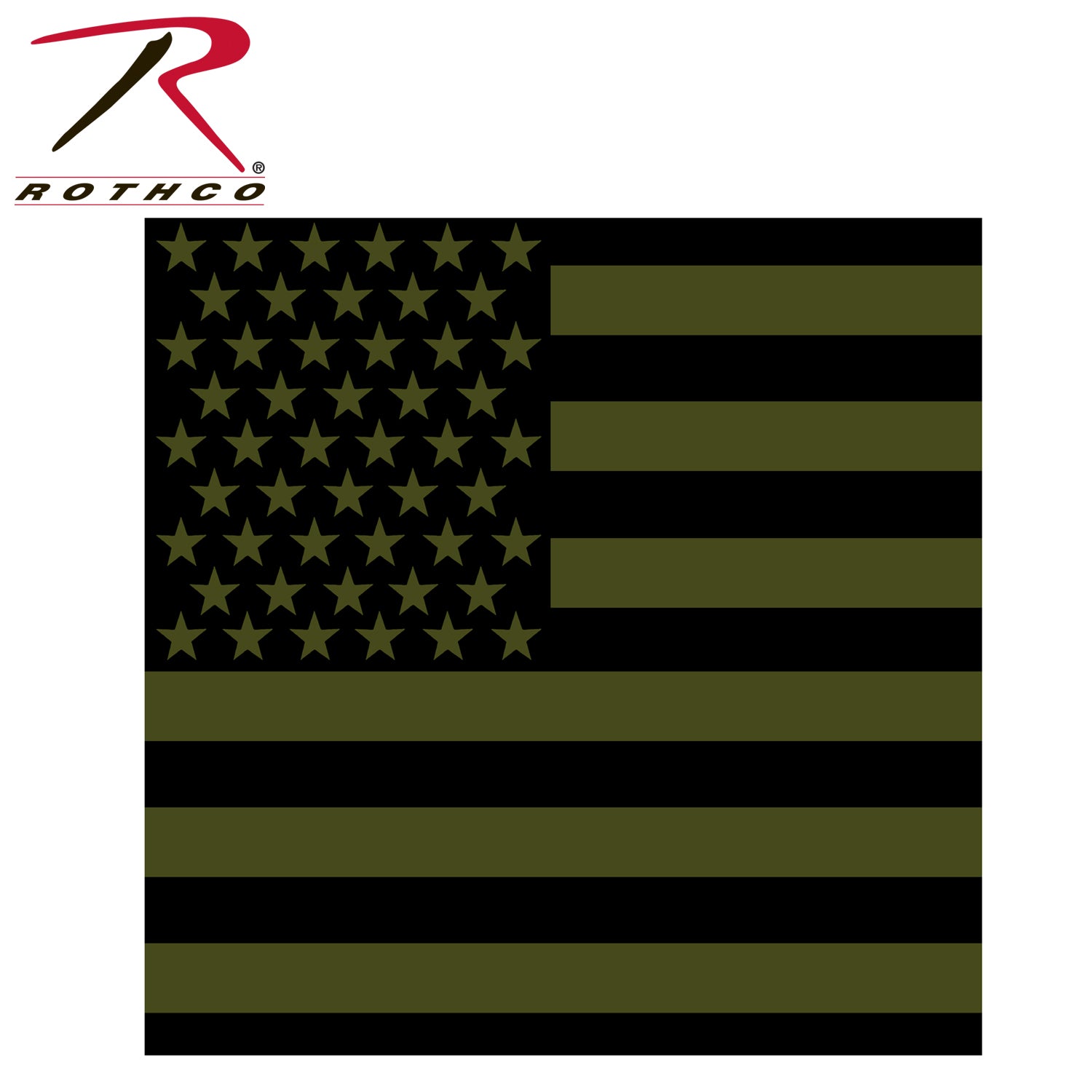Rothco Subdued US Flag Bandana Olive Drab / Black - Versatile 22-Inch Multi-Use Accessory