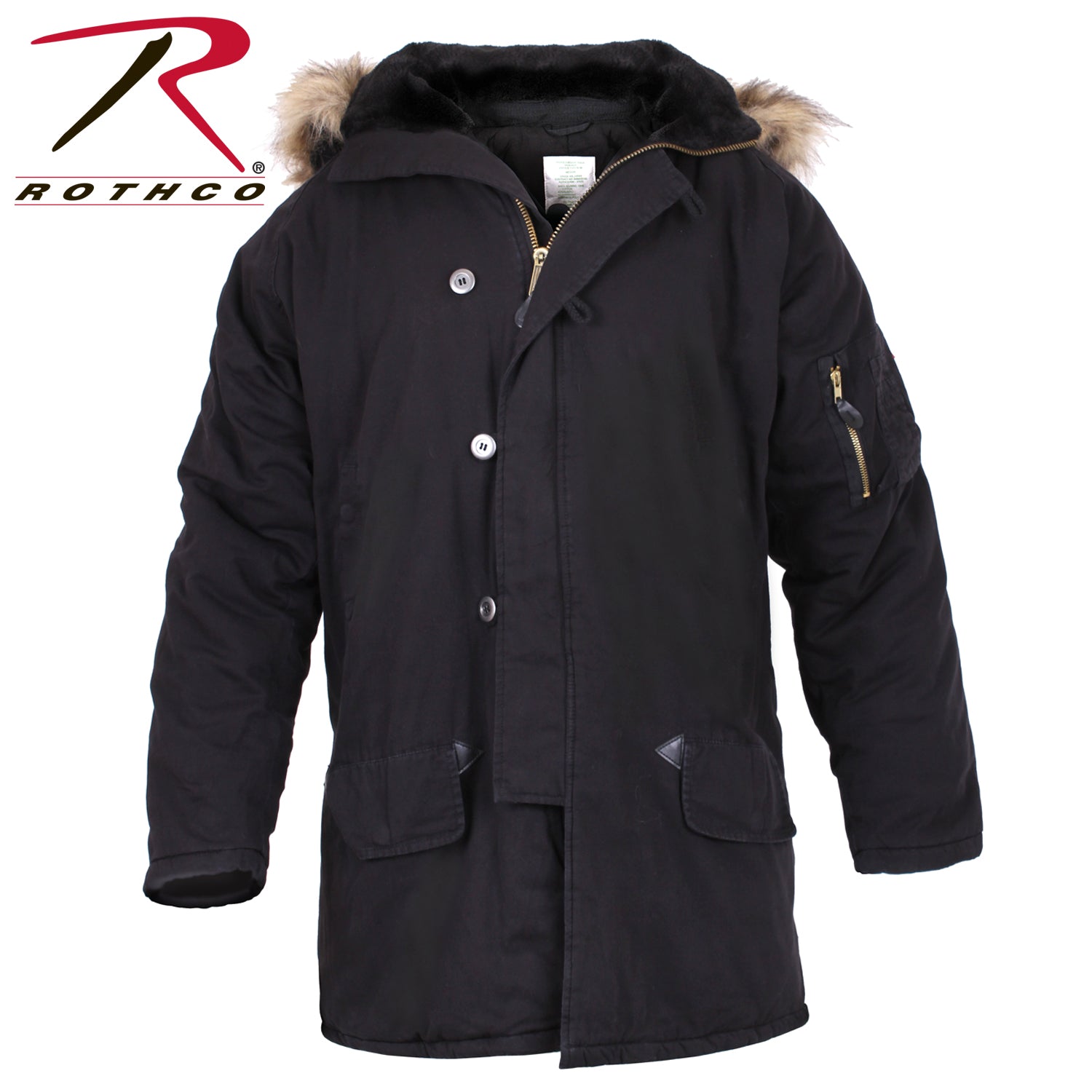 Rothco Vintage N-3B Parka Black Size Small – Cold Weather Insulated Military-Style Coat