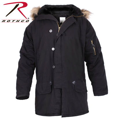 Rothco Vintage N-3B Parka Black Size Medium – Cold Weather Military-Style Outerwear