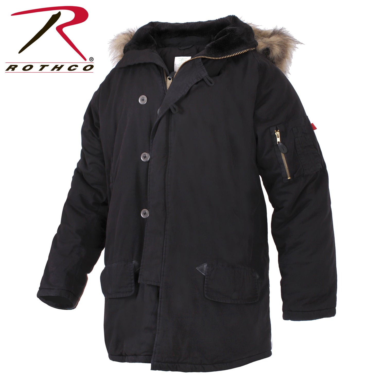 Rothco Vintage N-3B Parka Black Size Medium – Cold Weather Military-Style Outerwear
