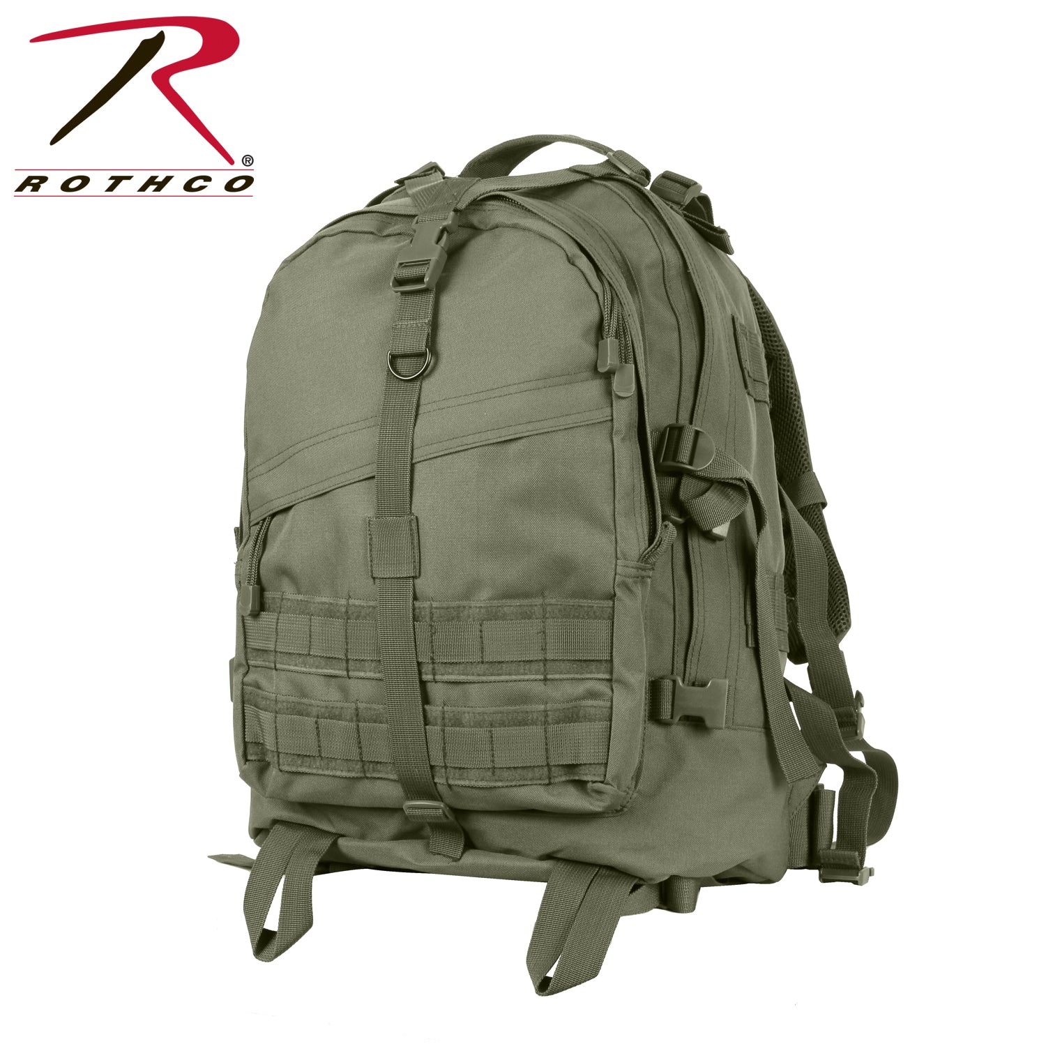 Rothco Large Transport Pack Olive Drab - MOLLE Compatible Tactical Backpack with Hydration Sleeve
