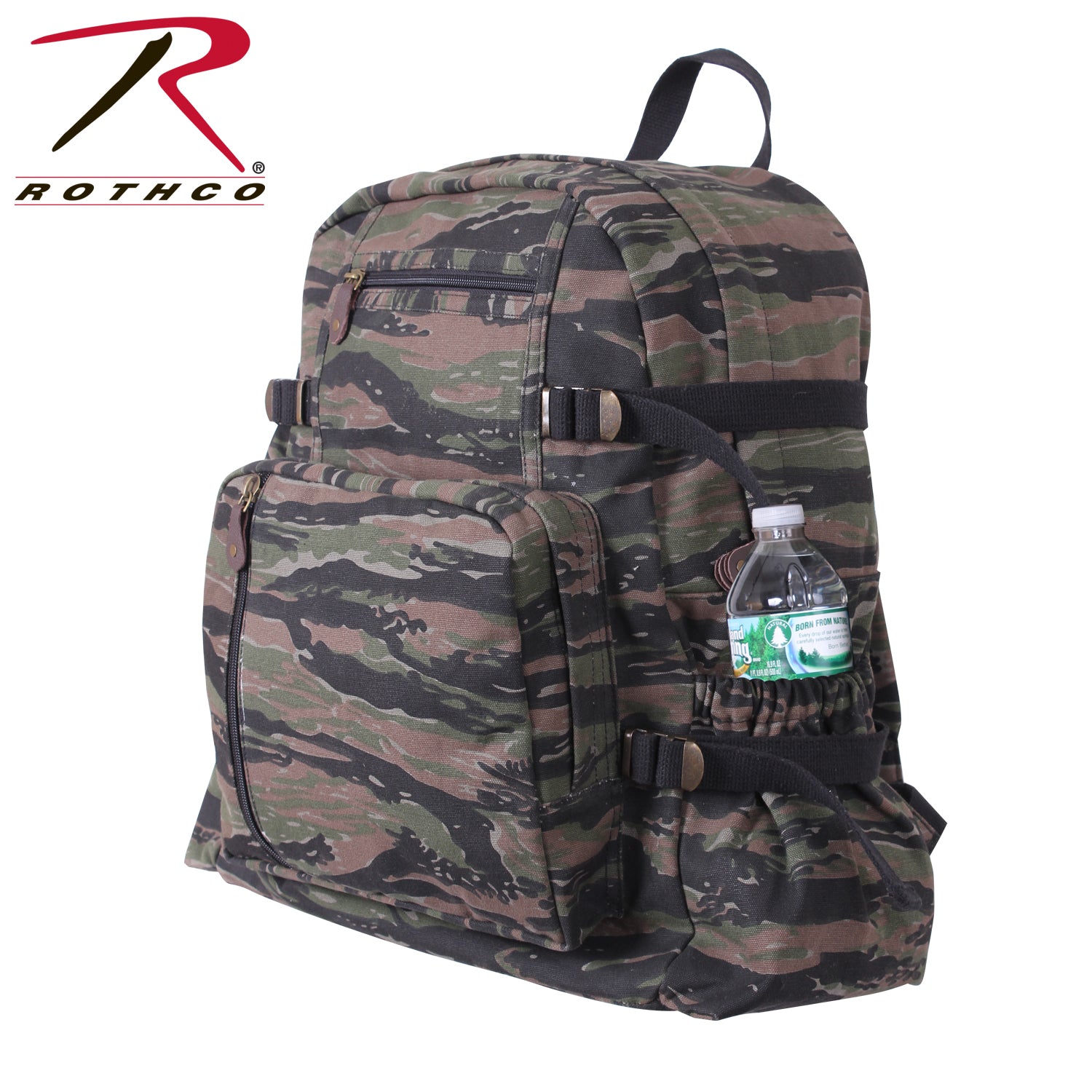 Rothco Jumbo Vintage Canvas Backpack with Tiger Stripe Camo - 28L Capacity