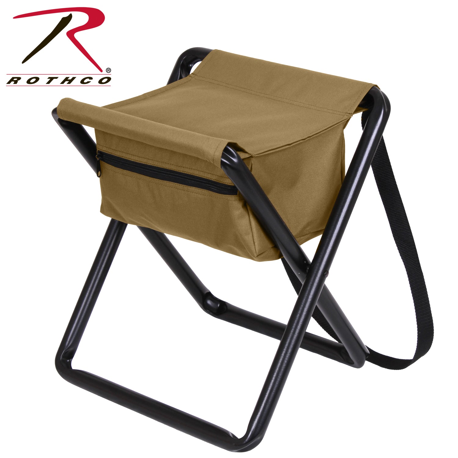 Rothco Deluxe Folding Stool with Pouch in Coyote Brown – Portable Camping and Outdoor Seat