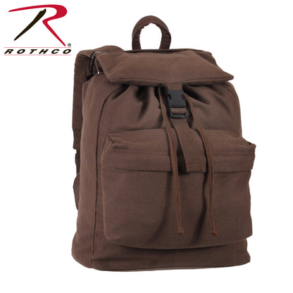 Rothco Canvas Daypack Earth Brown - 34L Rugged Water-Resistant Backpack for Hiking, Travel, and Daily Use